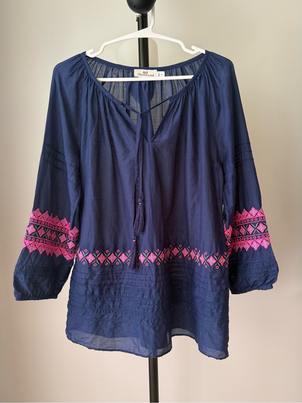 Vineyard Vines Women’s Size S Embroidered Cotton Silk Blouse